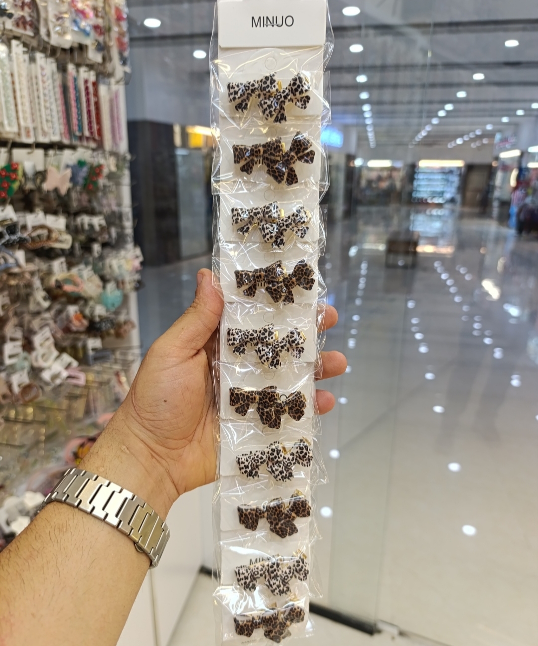 گیره مو پاپیونی پلنگی پک ۱۰ عددی